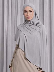 Modest Hijabs Women's Elastic Jersey Rectangular Muslim Headscarves Long Hijabs - Long Scarf - View 14