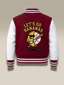 Custom Men's Baseball Varsity Jacket Personalized Back Graphic Logo Striped Ribbed Button Front Sports Jacket - Red - View 3