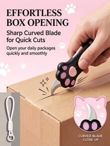 Cute Cat Paw Retractable Utility Knife - Portable Curved Blade Box Opener, Non-Slip Handle, Suitable For Home Package Unboxing, Crafting, Back To School And Office Desk Accessories - Multiple Styles - View 2