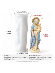 Virgin Mary, Baby Jesus And Saint Joseph Statue Silicone Candle Mold, Religious Statue Mold, DIY Epoxy Resin And Wax Casting Mold, For Catholic Altar Tabletop Decoration - Candle Molds - View 11