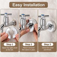 3pcs Adjustable Height Water Pipe Connector Covers, Shower Faucet Decorative Trim Plates, Wall Hole Covers, Kitchen Bathroom Faucet Valve Panel Concealment Decorative Accessories, Water Pipe Hiding Accessories - Multicolor - View 7