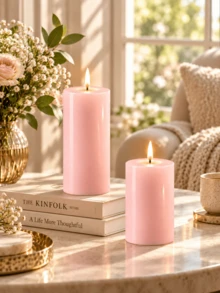 7/6/5/4/3pcs (1 Set) Pink Pillar Candles, Multiple Sizes Set Combination, Home Decor, Suitable For Home Decoration Living Room Bedroom Dining Table Entryway Counter Wedding Scene Arrangement, Tabletop Center Decoration, Holiday Scene Center Arrangement, Candle Enthusiasts, Photographer Props. - Minimalist Pillar Candle - View 5