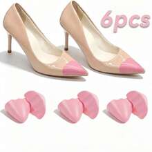 QKC 6pcs (3 Pairs) Women's Pink PU Adjustable Insoles, Soft & Comfortable, Half-Size Design, Suitable For High Heels, Pointed Toe Shoes And Winter Low-Top Boots Front Foot Pads - Pink - View 7