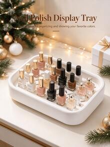 1PC Rectangular Hollow Grid Makeup Tray, Multi-Color Decorative Storage Organizer, Vanity Perfume Nail Polish Storage Box - Multicolor - View 1