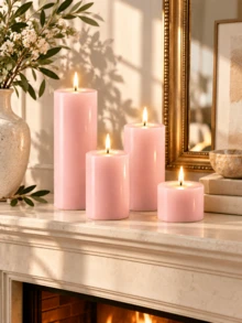 7/6/5/4/3pcs (1 Set) Pink Pillar Candles, Multiple Sizes Set Combination, Home Decor, Suitable For Home Decoration Living Room Bedroom Dining Table Entryway Counter Wedding Scene Arrangement, Tabletop Center Decoration, Holiday Scene Center Arrangement, Candle Enthusiasts, Photographer Props. - Minimalist Pillar Candle - View 8