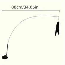 1pc Pearl Chicken Feather Cat Teaser Wand Cat Toy - Multicolor - View 2