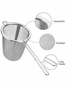 3pcs/2pcs/1pc Stainless Steel Fine Mesh Long Handle Strainer, Reusable Kitchen Food Filtering Basket, Suitable For Tea, Coffee, Herbs, Vegetables, Pasta And Cooking, Household Kitchen Handheld Sieve Drainer Cleaning Tool - Multicolor - View 12