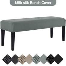 Milk Silk Long Bench Cover, Rectangular Elastic Square Footstool Cover, Washable Rectangular Footstool Cover, Thickened Storage Protective Cover, Elastic Band At Bottom, Elastic Dining Bench Cover - Multicolor - View 9