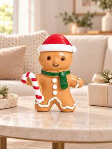 Christmas Gingerbread Man Decoration - Cute Holiday Tabletop Ornament With Candy Cane Details; Suitable For Living Room, Fireplace Mantel, Shelf, Entryway, Party Display And Holiday Gift Decoration Winter Home Decor - Multicolor - View 4