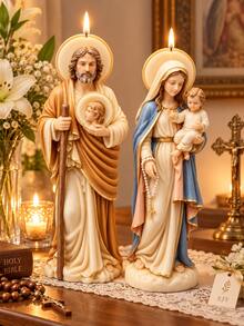 Virgin Mary, Baby Jesus And Saint Joseph Statue Silicone Candle Mold, Religious Statue Mold, DIY Epoxy Resin And Wax Casting Mold, For Catholic Altar Tabletop Decoration - Candle Molds - View 4