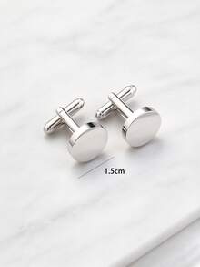 1pair Basic & Chic Minimalist Stainless Steel Gold Plated Round Cufflinks For Men, Valentine's Day Gift,Mom,Mother,Mother's Day,Gift - Round - View 10