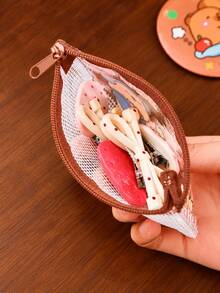 XD Capybara Series Children's Coin Purse/Card Holder, Perfect For Coin Storage/Lipstick/Earphones/Cards/Keys Storage, Shopping Essential, Cosmetic Storage, And As Party, Thanksgiving/Halloween Gift - Multicolor - View 2