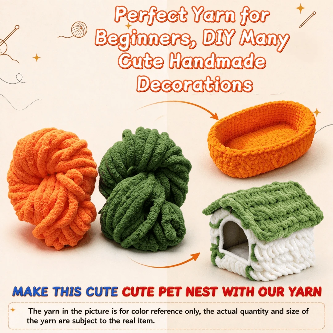 CLSUPER Giant Super Chunky Chenille Yarn, Gradient Ombre, Multi-Color Striped, Soft Thick Yarn, Suitable For Arm Knitting, Crochet, DIY Blankets, Plush Toys, Pet Beds, Perfect For Beginners