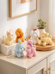 5pcs Resin Miniature Dog Figurines, 6 Styles Total. Mini Dog Micro Landscape Decor Accessories, Exquisite Animal Sculptures, Suitable For Home, Office, Kitchen Desktop Display, And Party Scene Decoration - Multiple Styles - View 2