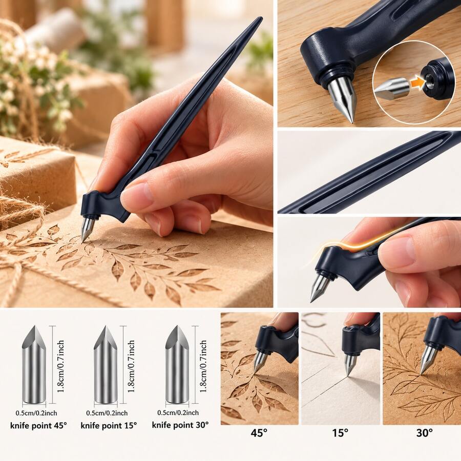 1pc 360° Rotating Gyro Cutting Tool, Stainless Steel Precision Craft Knife, Includes 1 Handle & 3 Blades, Smooth Rotatable Blade For Paper, Stickers, Scrapbooking, Express Box, Multi-Purpose Art & School DIY Craft Supplies - A - View 1