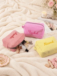 1件客製化刺繡化妝包，半透明可見化妝包，純色個性化化妝包，保養品收納包（不含化妝品） - 彩色 - 查看 3