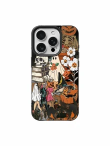 1pc Black Witch Skeleton Pumpkin Personalized Minimalist Anti-Drop Soft TPU Phone Case Full Coverage Anti-Fouling Protective Shell Compatible With Apple 18 17 16 15 14 13 12 11 Pro Max Air - Multicolor - View 4
