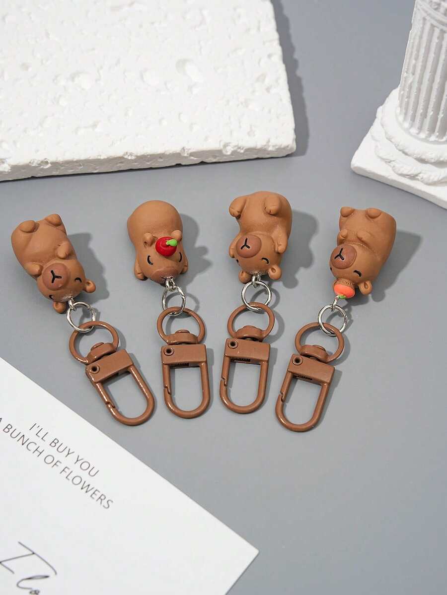 Capybara Keychains, 1-60Pcs Kawaii Capybara Charm Apybara Pendant For Birthday Party Gift, Backpack, Handbag, Purse, Car Key Decor, Perfect For Capybara Lovers Capybara Party Supplies