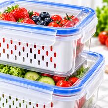 Refrigerator Food Storage Containers With Removable Colander And Lid, Stackable Fruit And Vegetable Fresh-Keeping Boxes, Extend Shelf Life Of Berries And Produce, M+L Set/Large Size, Kitchen Refrigerator Organizer - View 8
