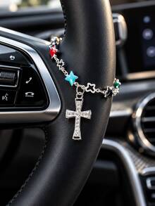 Car Steering Wheel Decorative Pendant, Cross Pendant, Car Interior Decoration, Hanging Steering Wheel Accessory, Religious Style Car Ornament, Vehicle Interior Decorative Pendant, Universal Car Styling Accessory - A - View 12