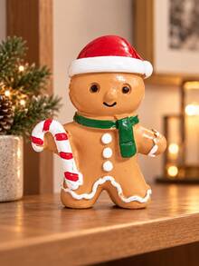 Christmas Gingerbread Man Decoration - Cute Holiday Tabletop Ornament With Candy Cane Details; Suitable For Living Room, Fireplace Mantel, Shelf, Entryway, Party Display And Holiday Gift Decoration Winter Home Decor - Multicolor - View 7