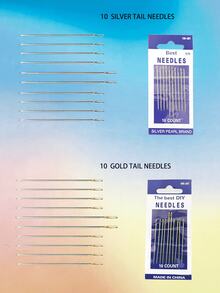 [10pcs/Set]Hand Sewing Needle Set, Gold Tail / Silver Tail 2 Colors Available, Includes 4.5cm+5.3cm Common Sizes, Suitable For Home Sewing, Clothing Repair, Embroidery, Alteration, Patchwork, Cross Stitch And Other Handicraft Scenarios - Hand Sewing Needle - View 5