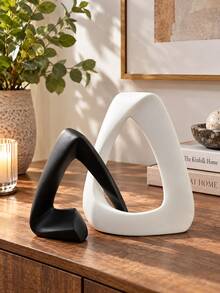 This Black And White Abstract Geometric Sculpture Set Is A Modern Minimalist Decor Piece With Textured Design, Suitable For Living Room, Entryway, Bookshelf, Bedroom And Office. - one-size - View 10