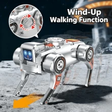 Transforming Robot Dog 2-In-1 Stress Relief Toy, Wind-Up Walking Mecha Mechanical Dog Finger Spinning Toy - Multicolor - View 6