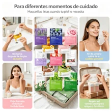 100 piezas de mascarilla facial coreana, hidratante, reparadora de piel seca, antienvejecimiento y refinando los poros. - Multicolor - Ver 8
