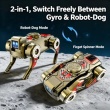 Transforming Robot Dog 2-In-1 Stress Relief Toy, Wind-Up Walking Mecha Mechanical Dog Finger Spinning Toy - Multicolor - View 3