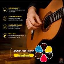 Kit 2 Encordoamentos Giannini Canário GESWB para Violão de Aço, Tensão Média, Cobre Prateado, Cordas com Bolinha, Timbre Equilibrado e Palhetas de Brinde para Músicos - 2 unidades - Visão 5