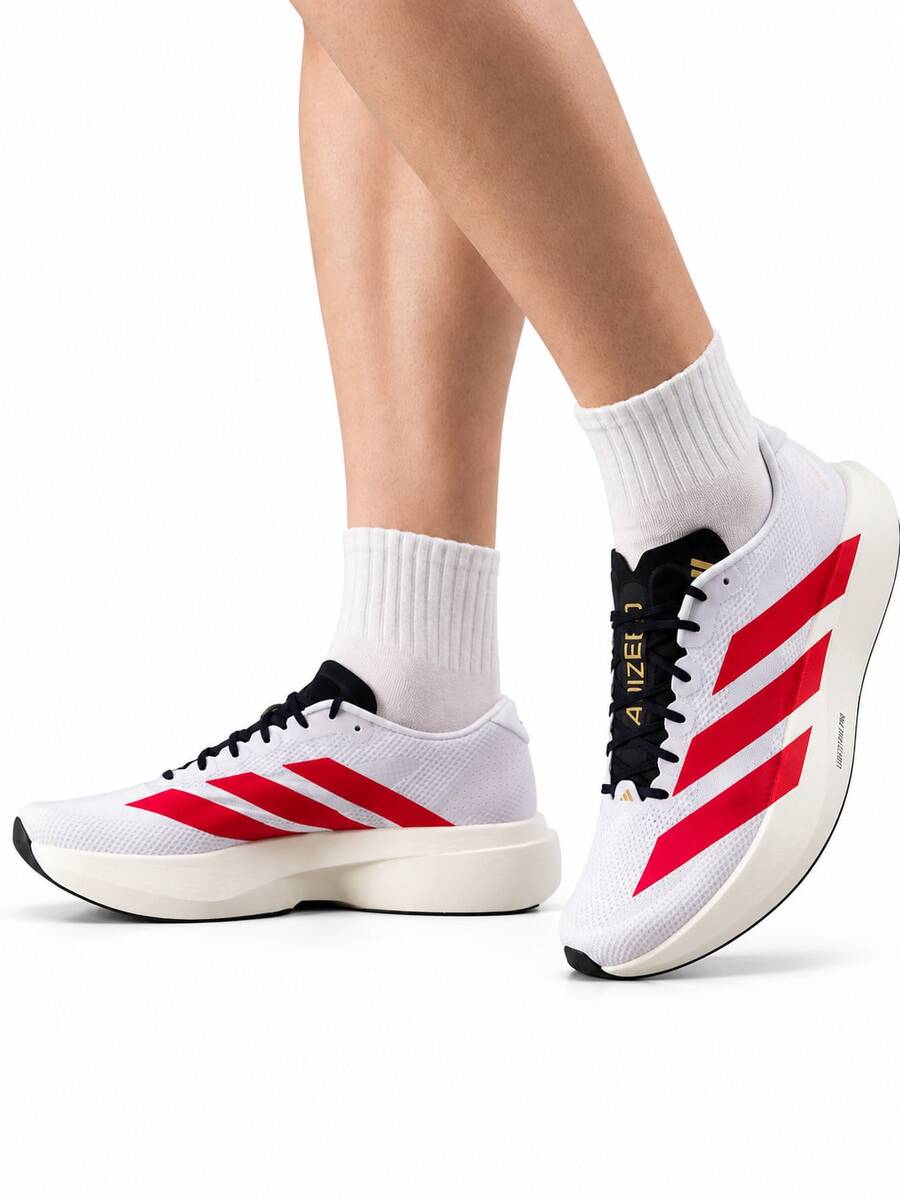 Adidas New Men's Adizero EVO SL Lightweight Comfortable Sports Casual Running Shoes - White/Red - View 1