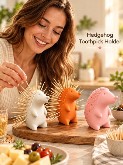 Creative New Animal-Themed Toothpick Holder And Decorative Piece-A Cute Hedgehog-Shaped Toothpick Dispenser. Perfect For Desktop Organization, Home Decor, And Kitchen Convenience. Home Accessories Halloween Deorations Halloween
