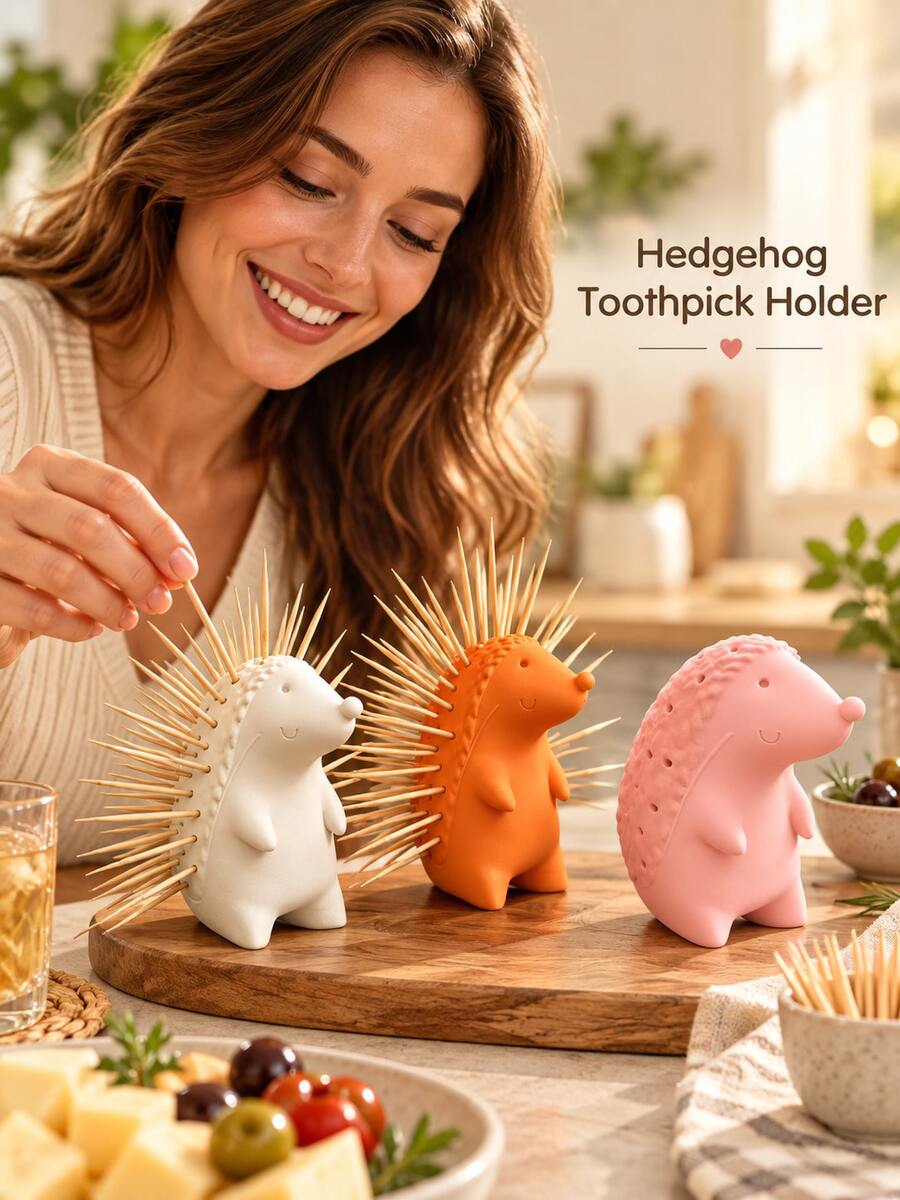 Creative New Animal-Themed Toothpick Holder And Decorative Piece-A Cute Hedgehog-Shaped Toothpick Dispenser. Perfect For Desktop Organization, Home Decor, And Kitchen Convenience. Home Accessories Halloween Deorations Halloween - Multicolor - View 1