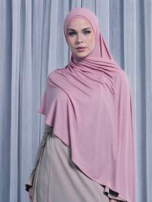 Modest Hijabs Women's Elastic Jersey Rectangular Muslim Headscarves Long Hijabs - Long Scarf - View 18