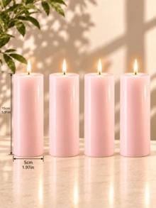 7/6/5/4/3pcs (1 Set) Pink Pillar Candles, Multiple Sizes Set Combination, Home Decor, Suitable For Home Decoration Living Room Bedroom Dining Table Entryway Counter Wedding Scene Arrangement, Tabletop Center Decoration, Holiday Scene Center Arrangement, Candle Enthusiasts, Photographer Props. - Minimalist Pillar Candle - View 27