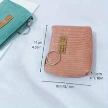 Women's Handmade Corduroy Coin Purse | Casual Style, Zipper Closure With Key Ring, Available In Purple, Pink And Light Pink, Soft Material, Perfect For Daily Use - Multicolor - View 4