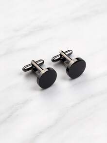1pair Basic & Chic Minimalist Stainless Steel Gold Plated Round Cufflinks For Men, Valentine's Day Gift,Mom,Mother,Mother's Day,Gift - Round - View 7