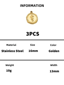 Stainless Steel 18K Gold Plated Embossed Multi‑Pattern Disc Pendants,Tarnish Resistant Waterproof DIY Jewelry Making Charms For Bracelets Necklaces - Multiple Styles - View 36