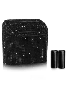 3pcs/1set Rhinestone Car Trash Can, Shiny ABS Plastic With Lid, Back Seat Hanging Storage Bag, Can Hold Trash, Phone, Water Bottle, Easy To Clean - Style a - View 12