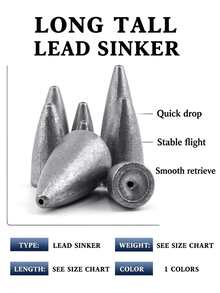 Texas Rig Bullet Sinkers, Multiple Weights Available, Hollow Design, One-Piece Casting, Smooth Surface, Won't Damage Main Line, Long Casting, Sinking Lead Weights, Lure Fishing Accessories, Boxed Fishing Weights - Grey - View 5