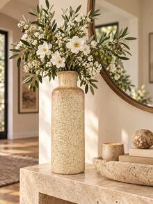 Modern Farmhouse Style Decorative Vase, Beige Textured Flower Stand, Suitable For Dried Flowers, Reed Grass And Artificial Flower Stems, Minimalist Bohemian Decor, Suitable For Coffee Table, Fireplace Mantel, Bookshelf, Dining Table, Entryway, Bedroom And Office - Multiple Styles - View 3