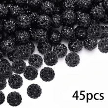 45pcs 10mm Colorful Shiny Round Disco Beads, Sparkling Clay Rhinestone Spacer Beads, Rhinestone Jewelry, Necklace, Bracelet, Earrings, Jewelry DIY Materials, Party Decoration, Valentine's Day Gift - 45pcs - View 11