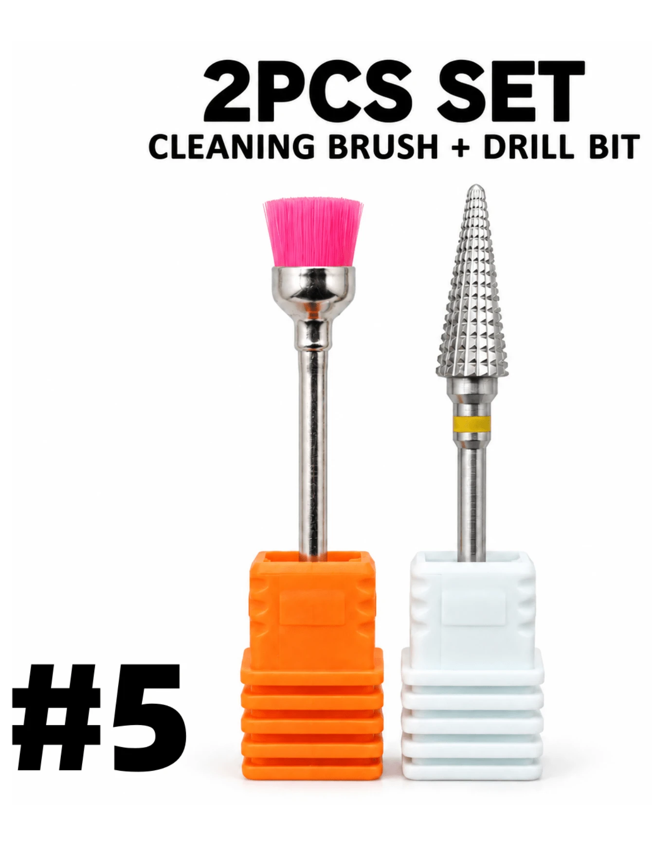 Easy Nail 2Pcs Nail Drill Bit Set Extra Coarse Coarse Medium Fine Extra Fine For Manicure Grinding Polishing