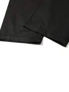 Men's Elastic Waist Wide Leg Cargo Pants, Multi-Pocket 3D Cargo Pockets, Draped Loose Straight Leg Casual Long Pants, Button Fly - Black - View 8