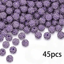 45pcs 10mm Colorful Shiny Round Disco Beads, Sparkling Clay Rhinestone Spacer Beads, Rhinestone Jewelry, Necklace, Bracelet, Earrings, Jewelry DIY Materials, Party Decoration, Valentine's Day Gift - 45pcs - View 12