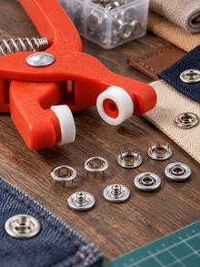100/50/1pc Set 5-Claw Metal Snap Fastener Set With Installation Pliers, 50 Metal Snap Fasteners + Storage Box, Manual Press Tool, Suitable For DIY Clothing, Bags, Leather, Sewing And Craft Projects, Easy To Operate Handmade Accessories, Perfect Birthday Gift For Beginners And Craft Enthusiasts - A - View 6