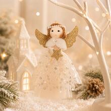 2pcs Christmas Angel Hanging Ornaments, Glitter Fairy Dolls With Wings, 16cm Nordic Style Christmas Tree Decorations, Suitable For Christmas Tree, Home, Window, Fireplace And Holiday Party Decor - Multicolor - View 12