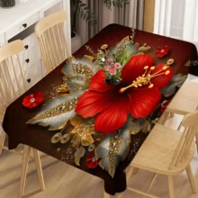 1pc Exquisite Floral Square Tablecloth, Durable, Decorative Printed Design, Machine Made, Easy To Care, Suitable For Various Table Sizes, Ideal For Christmas, Dining Room, Living Room And Home Decor. - Multicolor - View 12