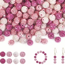 45pcs 10mm Colorful Shiny Round Disco Beads, Sparkling Clay Rhinestone Spacer Beads, Rhinestone Jewelry, Necklace, Bracelet, Earrings, Jewelry DIY Materials, Party Decoration, Valentine's Day Gift - 45pcs - View 2